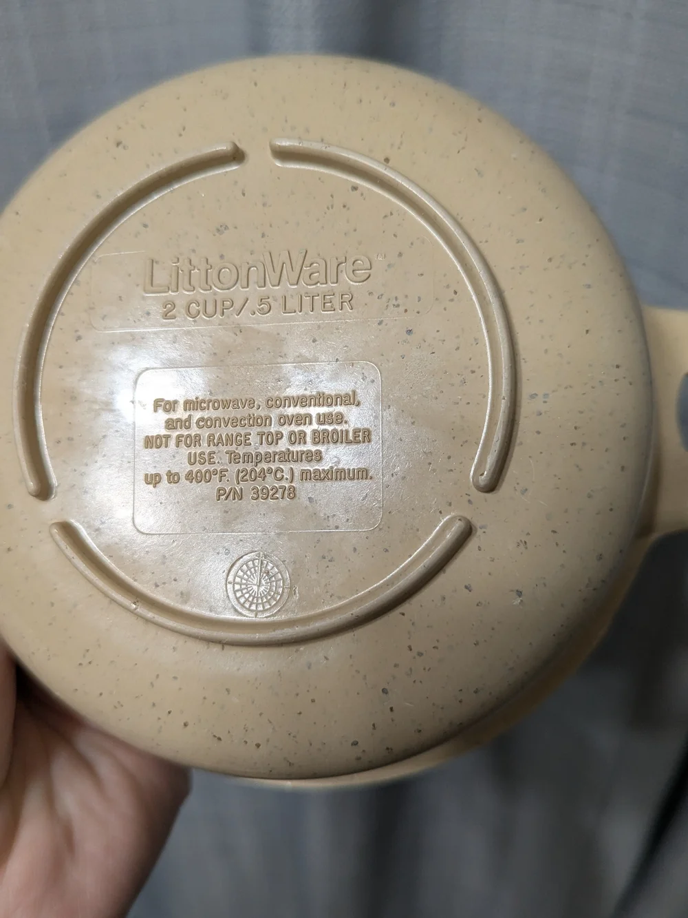 Vtg Round Littonware Microwave Cookware Bowl with Lid 39278 & 39277 Tan 2 Cup